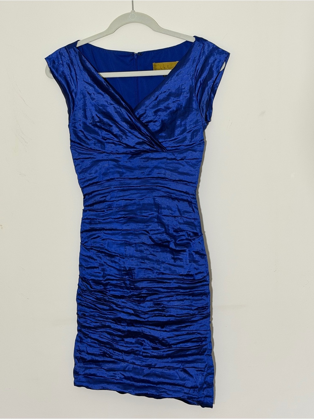 Nicole Miller Cobalt Blue Ruched Bodycon Cocktail Dress Size 4